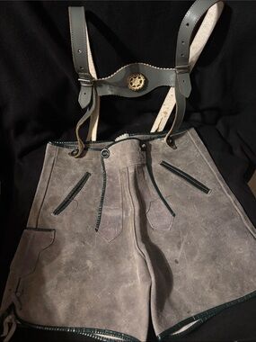 vintage grey suede lederhosen shorts size XS